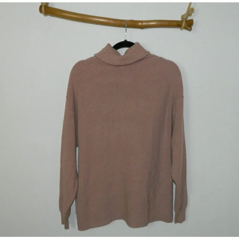 Free People Sweater Pink Mauve Oversized Turtleneck Ribbed Boho Size X-Small‎